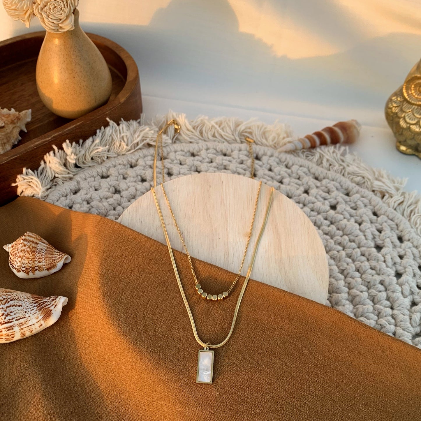 MOP double chain pendant