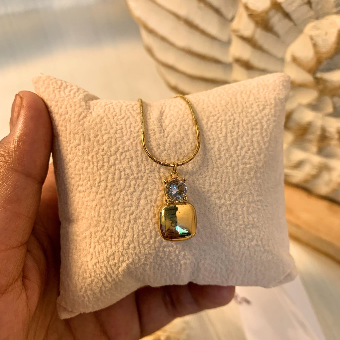 Solid gold with diamond chain pendant