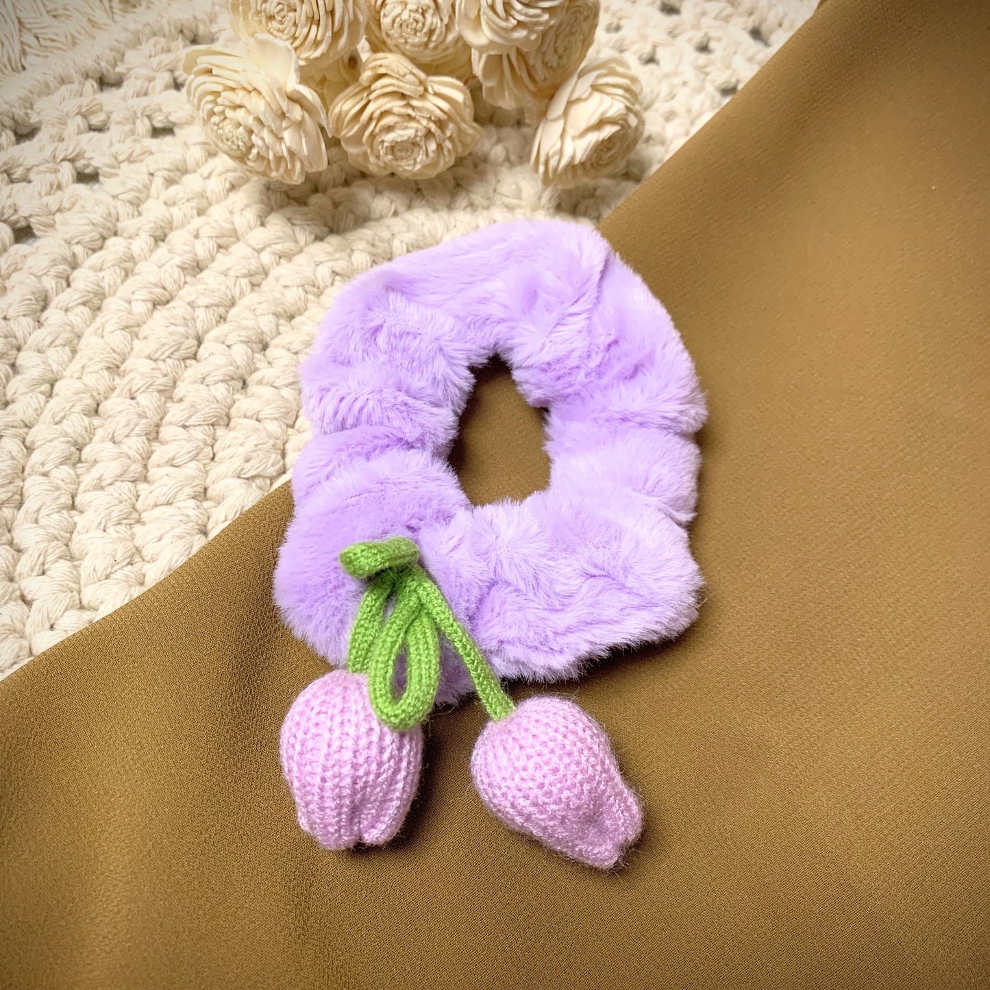 Chrochet tulip scrunchies