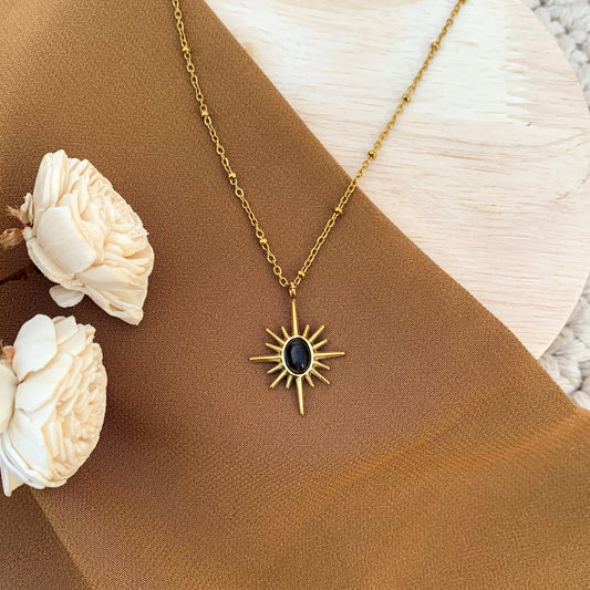Sunray style black chain pendant