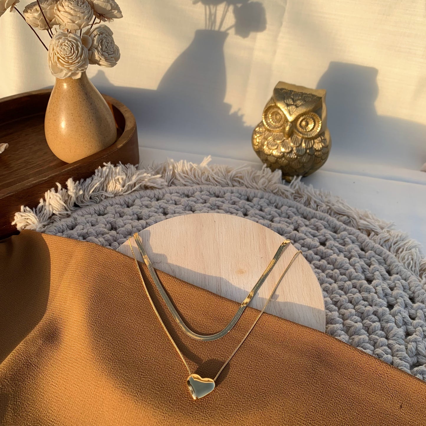 Gorgeous double snake chain necklace