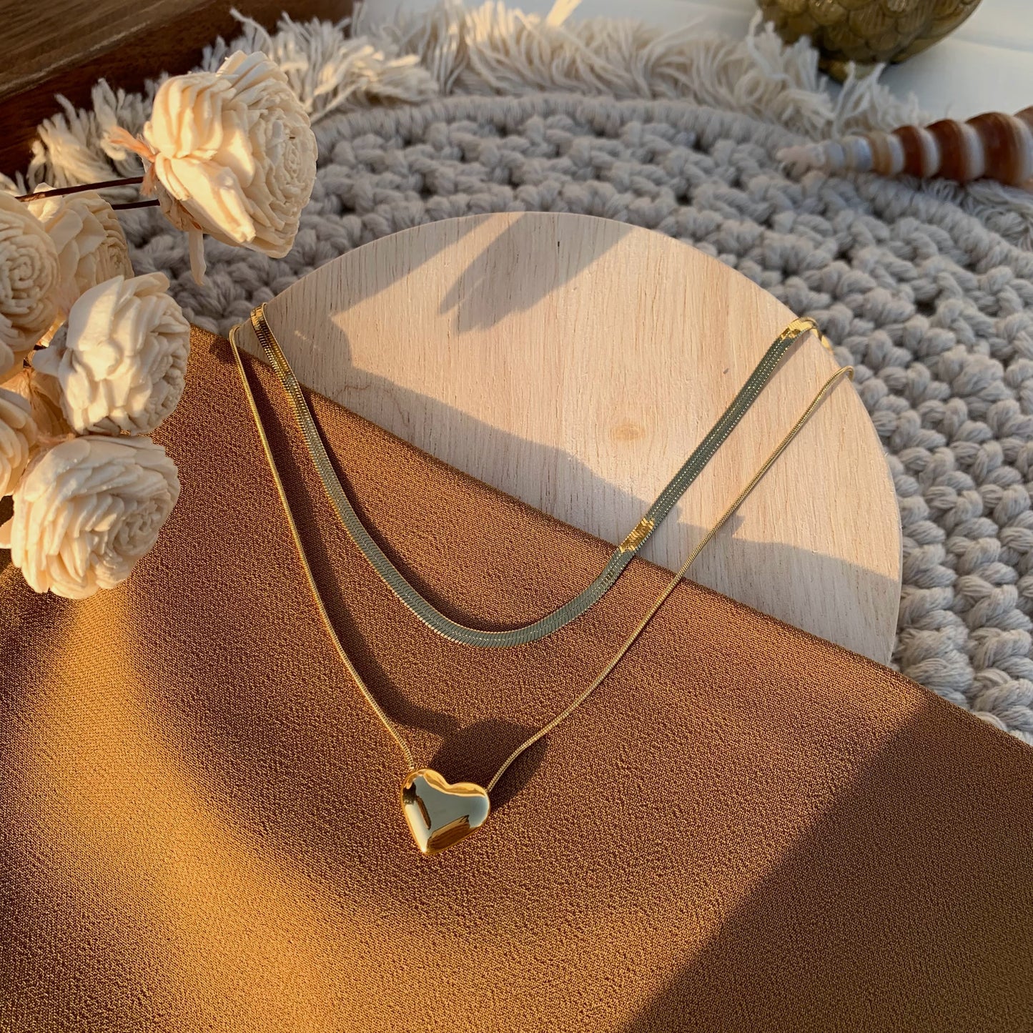 Gorgeous double snake chain necklace