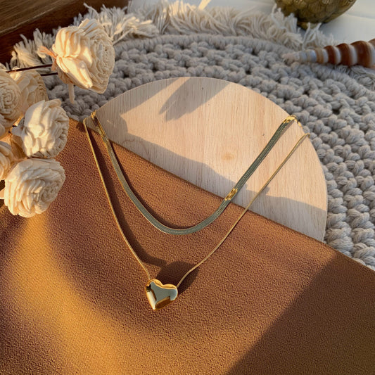 Gorgeous double snake chain necklace