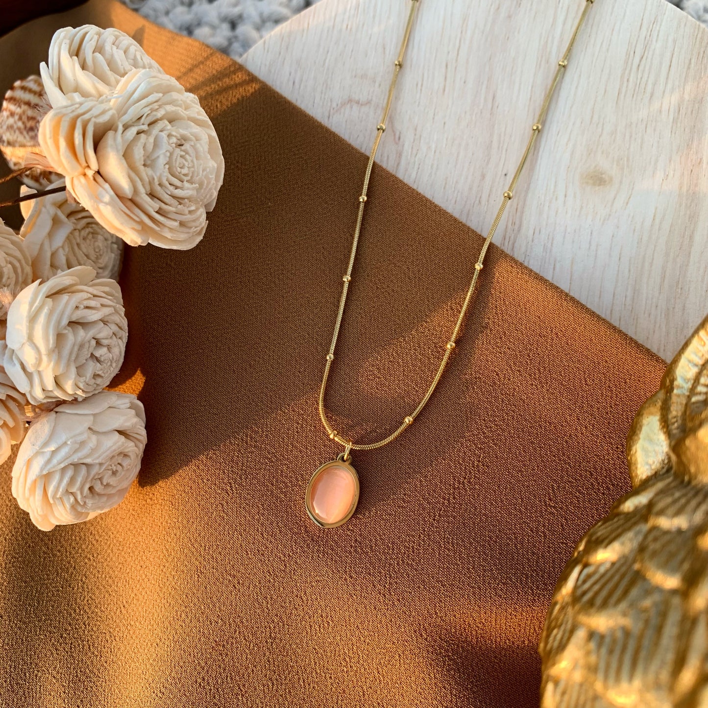Pink Oval Chain Pendant