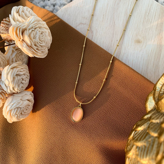 Pink Oval Chain Pendant