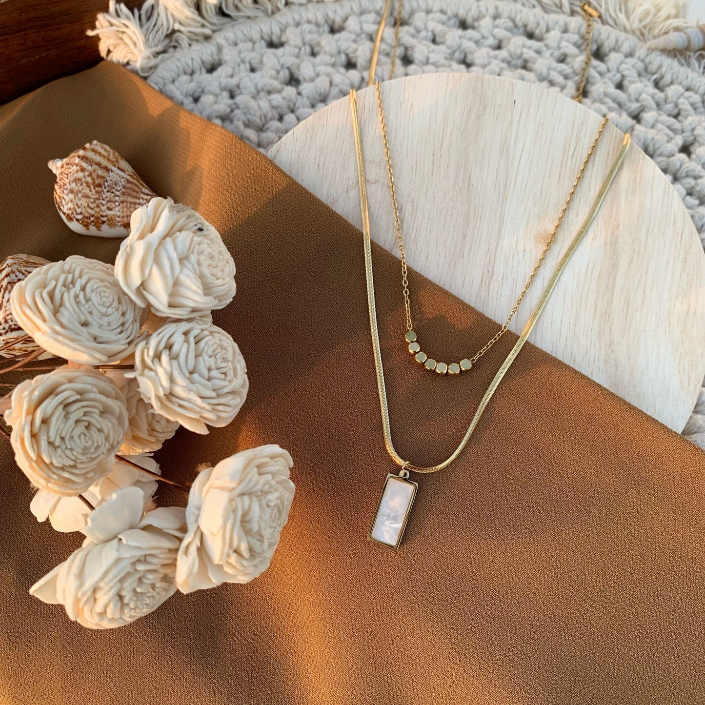MOP double chain pendant