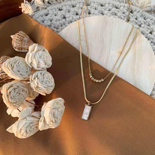 MOP double chain pendant