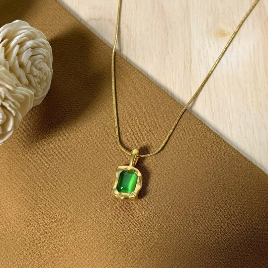 Melted jade green chain pendant