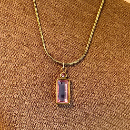 Minimal pink crystal chain pendant