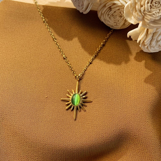 Sunray jade green chain pendant