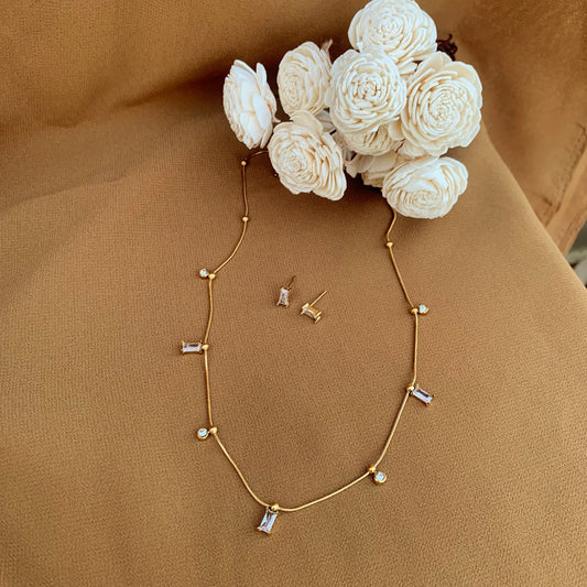 Crystal with diamond necklace
