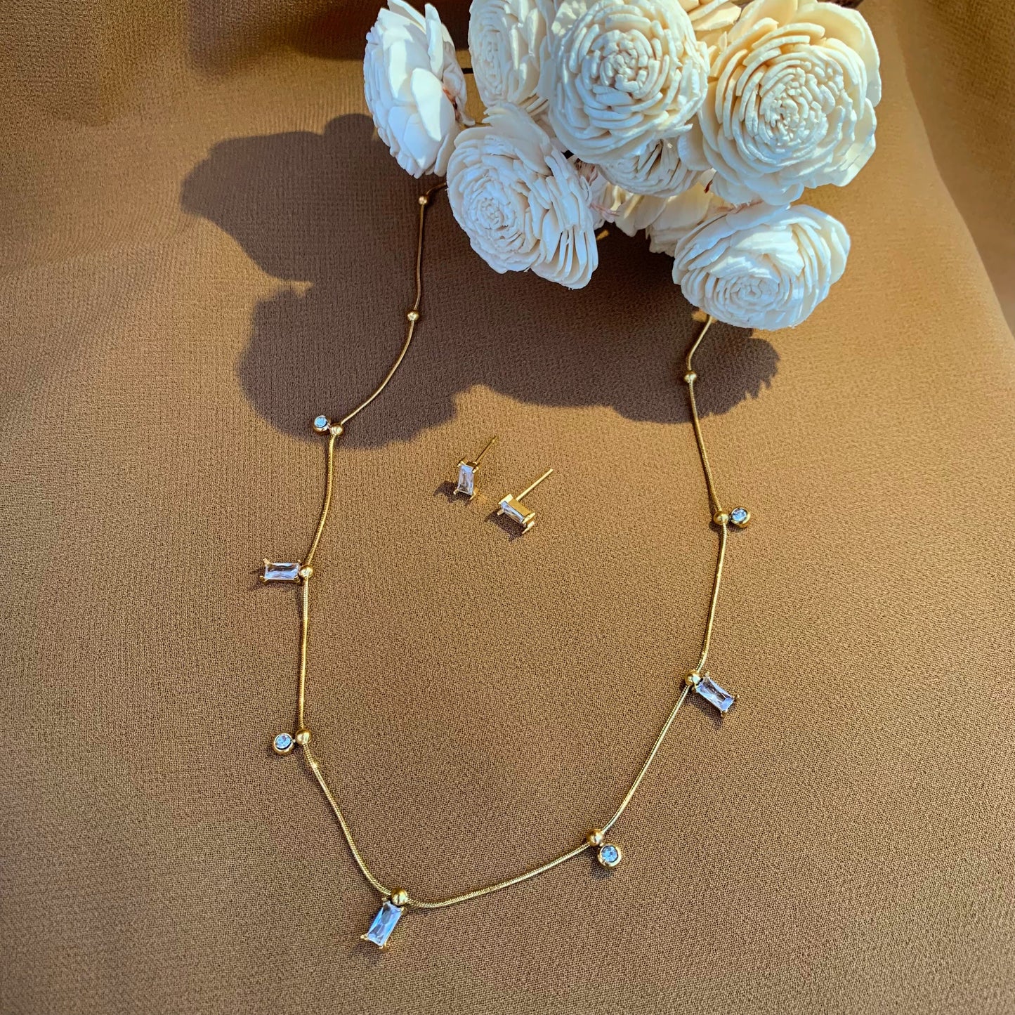 Crystal with diamond necklace
