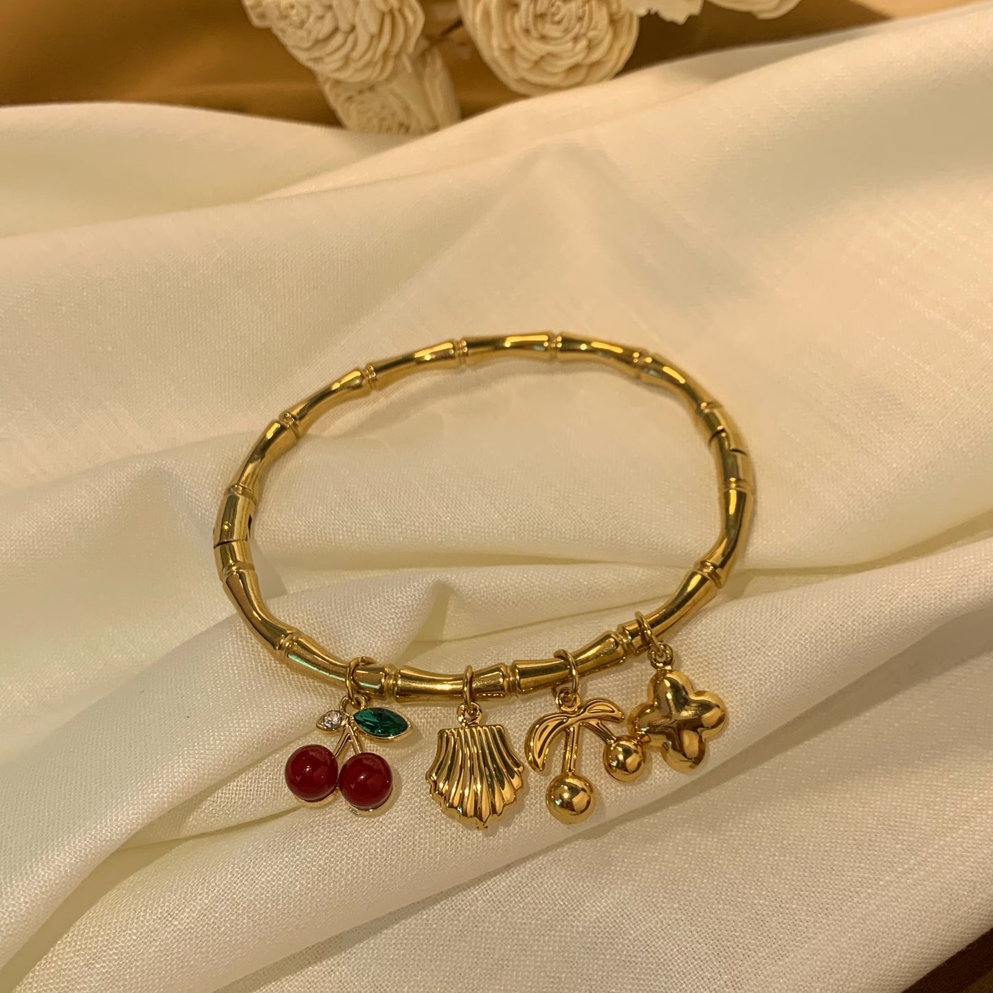 Cherry Charms bamboo Kada