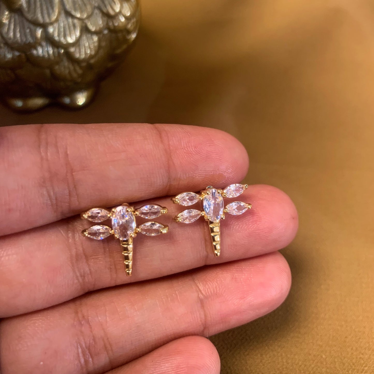 Dragon fly crystal earing