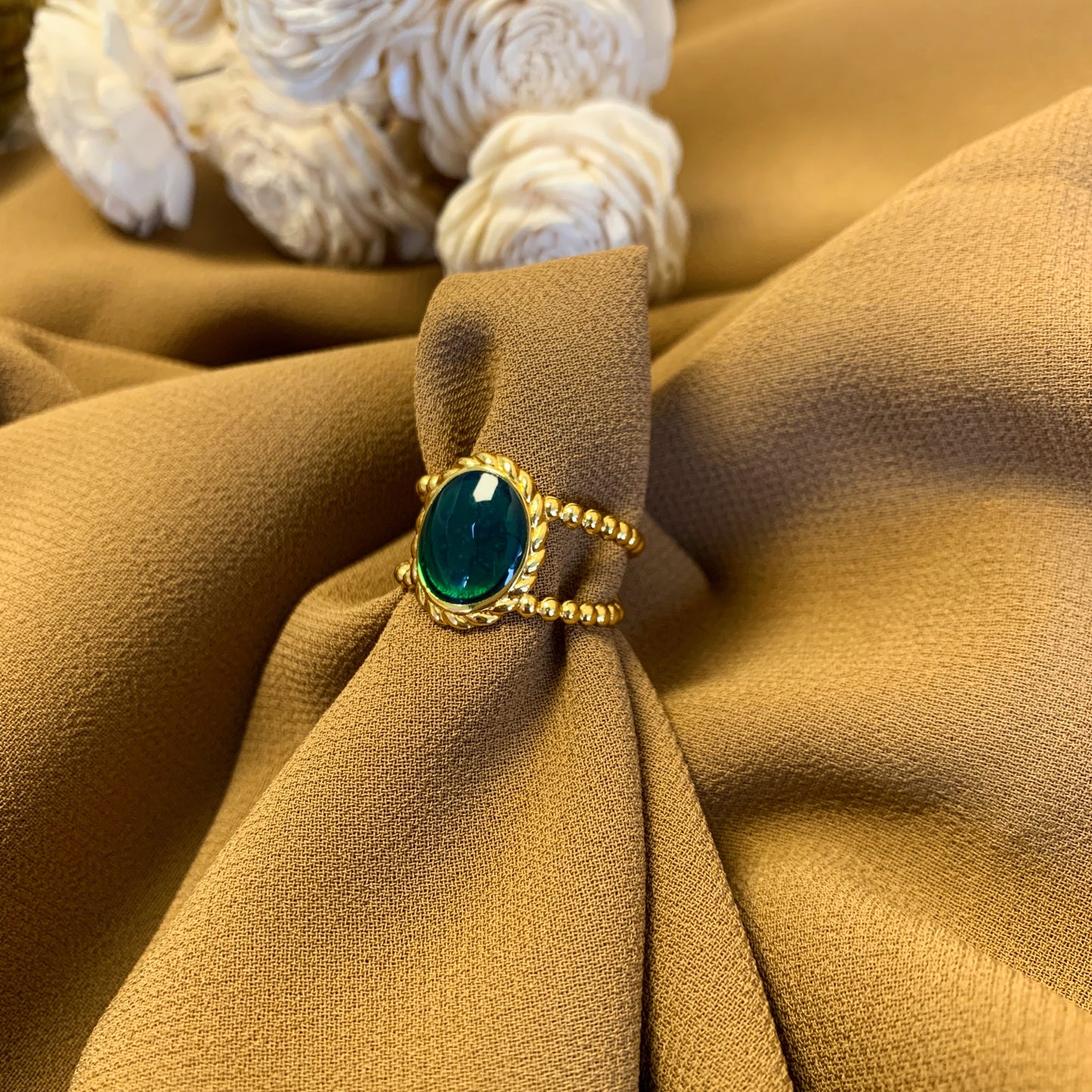 Emerald drop ring
