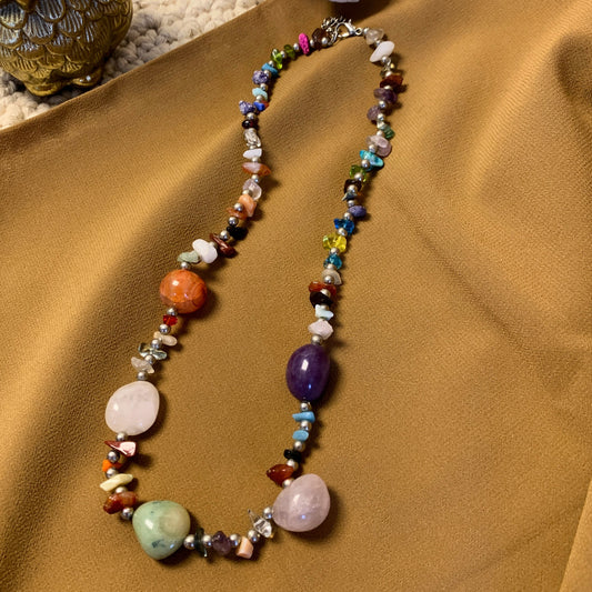 Beach raw stone necklace