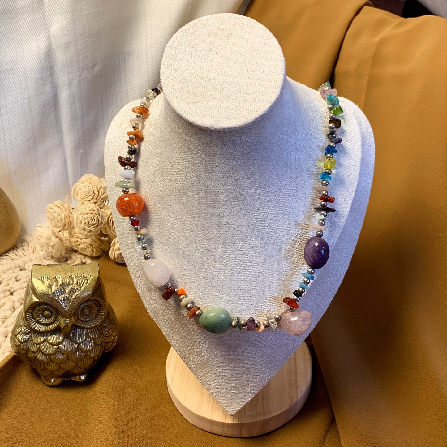Beach raw stone necklace