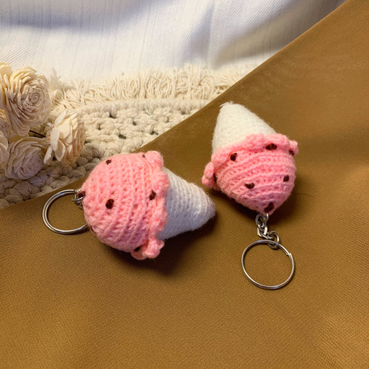 Crochet ice-cream key/bag charm