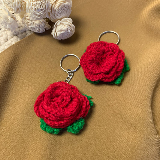 Crochet rose key/bag charm