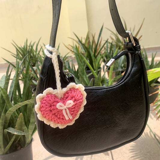 Heart with bow bag charm (multipurpose)