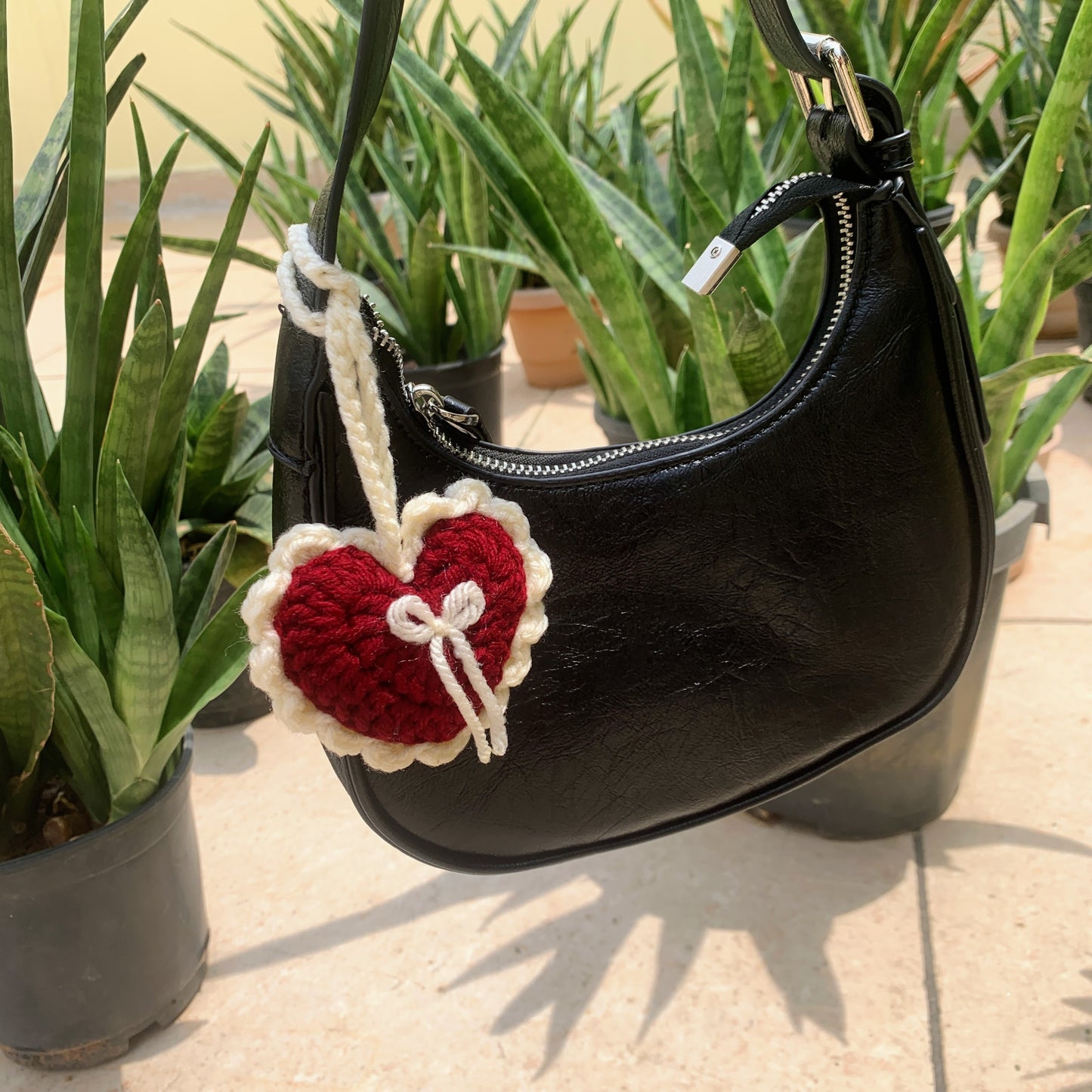 Heart with bow bag charm (multipurpose)